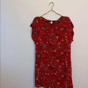 Red/Orange flowy shirt dress